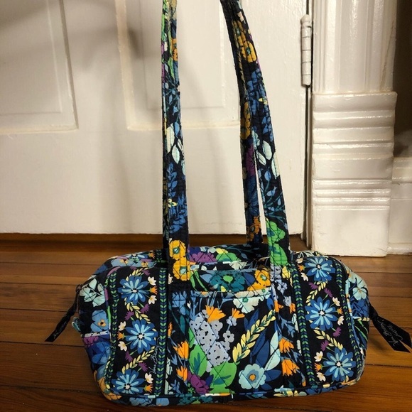 Mini Vera Bradley Blue and Green Mini Duffle Satchel Handbag DAMAGED - Picture 1 of 6